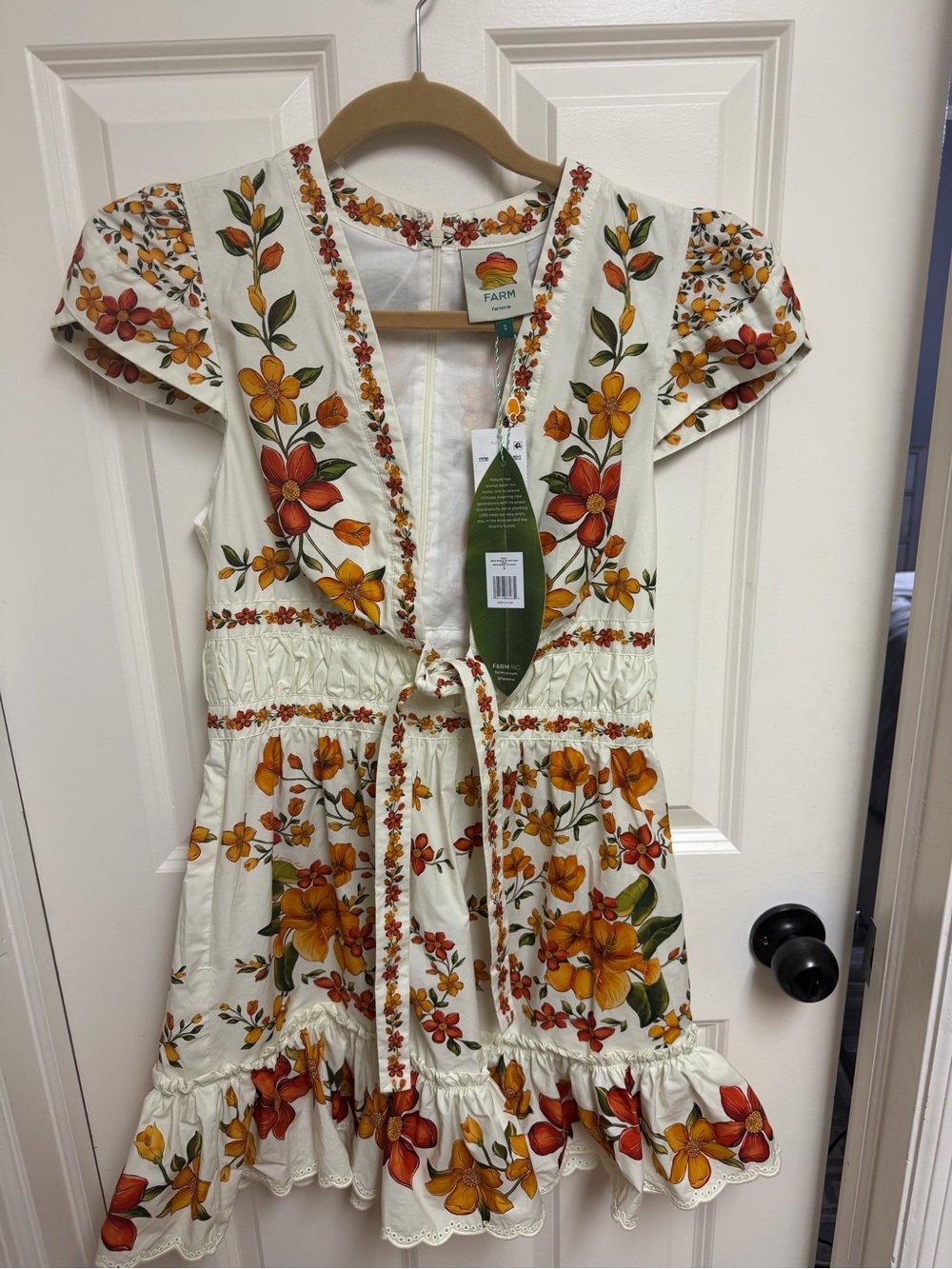 Farm Rio Lemon Bouquet Mini Dress Size Small - Picture 6 of 8